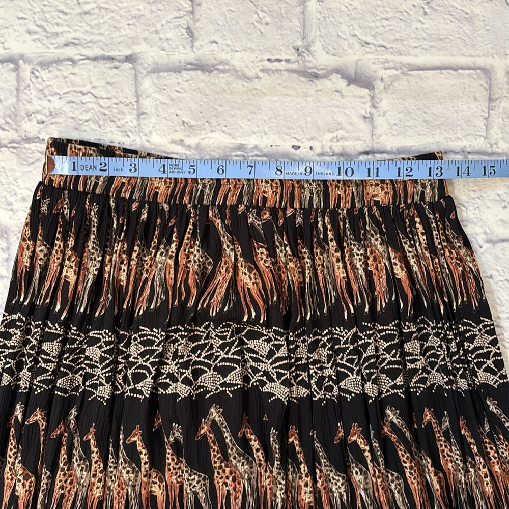 Vintage Stonebridge Giraffe Print Maxi Skirt Black Brown Gray - Size Medium - Picture 8 of 9